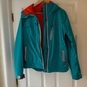 Marmot Teal and Orange Hooded Sli Jacket Women’s size S